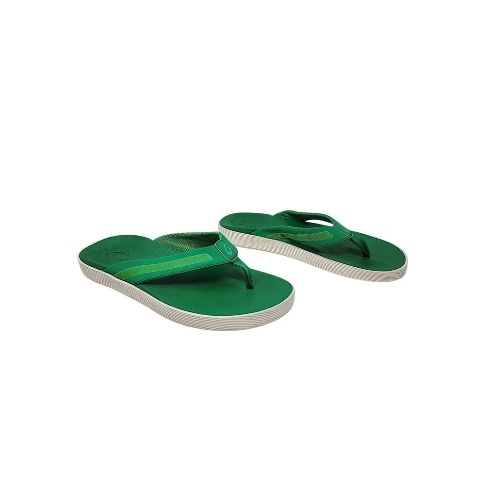 OluKai Leeward Flip Flops 9 Men Green Synthetic Beach Surf Sandal Aloha Hawaiian